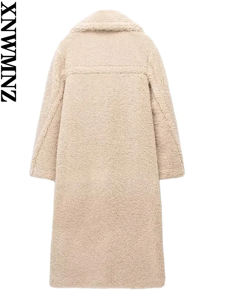 XNWMNZ-abrigo Extra largo con solapa para mujer, abrigo informal de manga larga con doble botonadura, versátil, elegante, a la moda, para invierno,