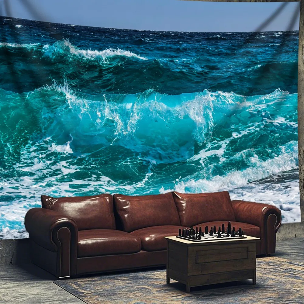 VIKAMA Surfing Wave Sommerlandschaft Wandteppich, geeignet für Wohnzimmer, Schlafzimmer, Büro, Zuhause, Party-Dekoration