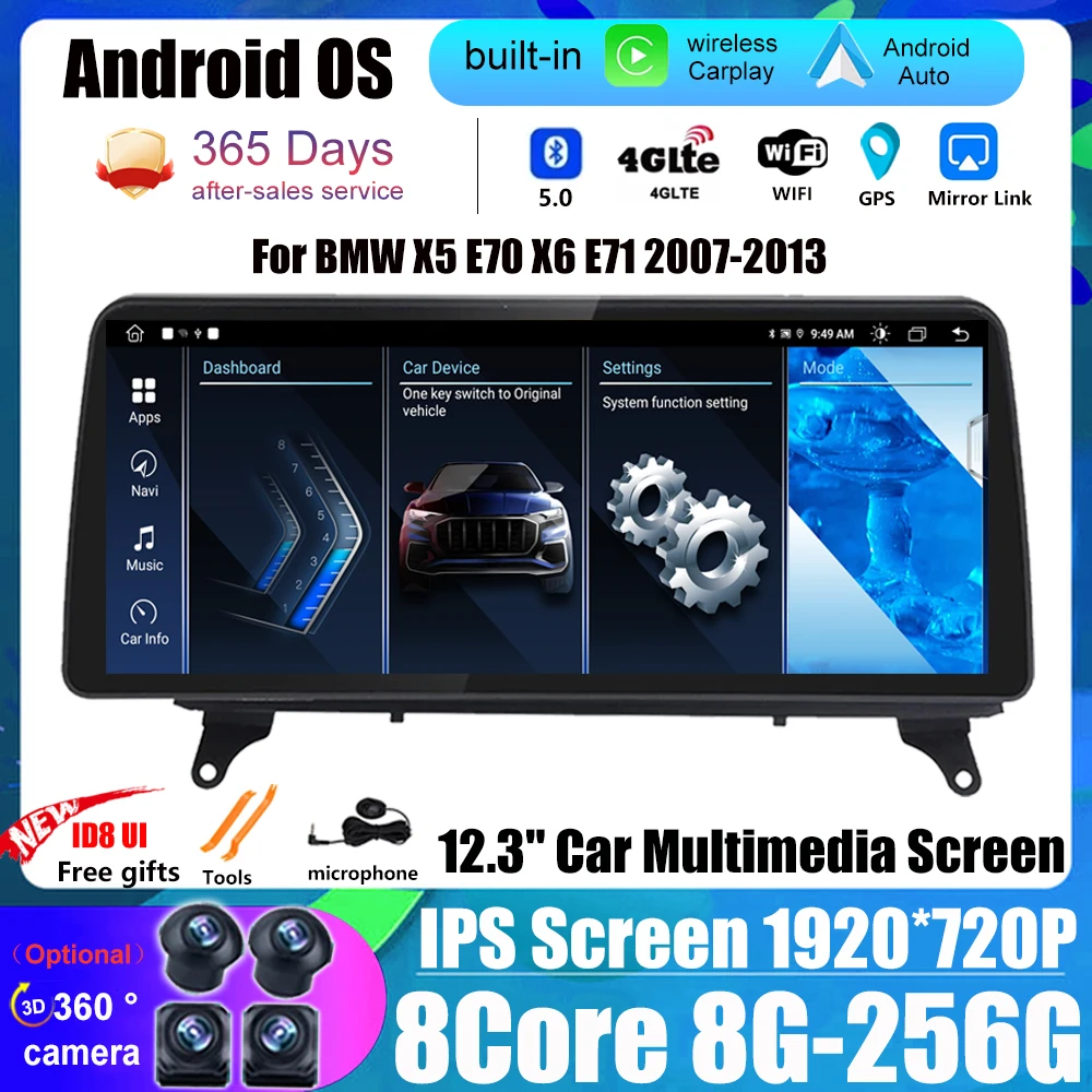 

Android 14 Radio Car Video Player ID8 12.3 Incn For BMW X5 E70 X6 E71 CCC CIC System LHD Multimedia Stereo GPS Navigation