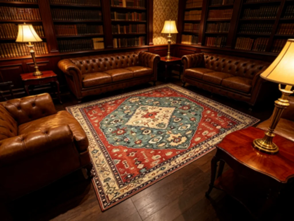 Red Green Persian Rug, Navy Gold Palace Carpet, Abstract Art Living Room Rug, European Scroll Bedroom Floor Mat.