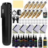 YILONG-Kit de pistola de tatuaje inalámbrica con potencia de 1600MAH y pantalla LED, máquina de tatuaje rotativa de carrera de 3,5 MM, juego de bolígrafos para principiantes en tatuajes