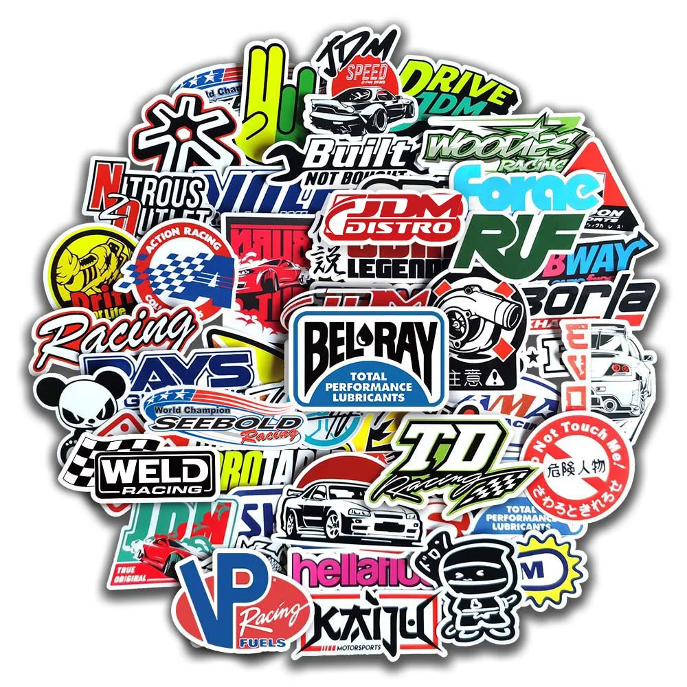 10/20/50/100pcs Cool Car Styling JDM Modification Stickers for Bumper Bicycle Helmet Motorcycle Mixed Vinyl Decals Sticker Bomb