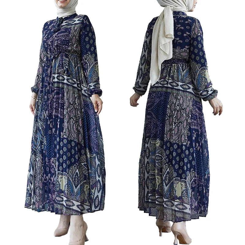 

Abayas for Women Dubai Dress Ramadan Morocco Vestidos Kaftan Islam Modest Arab Long Robe Eid Muslim Dresses Print Jalabiya