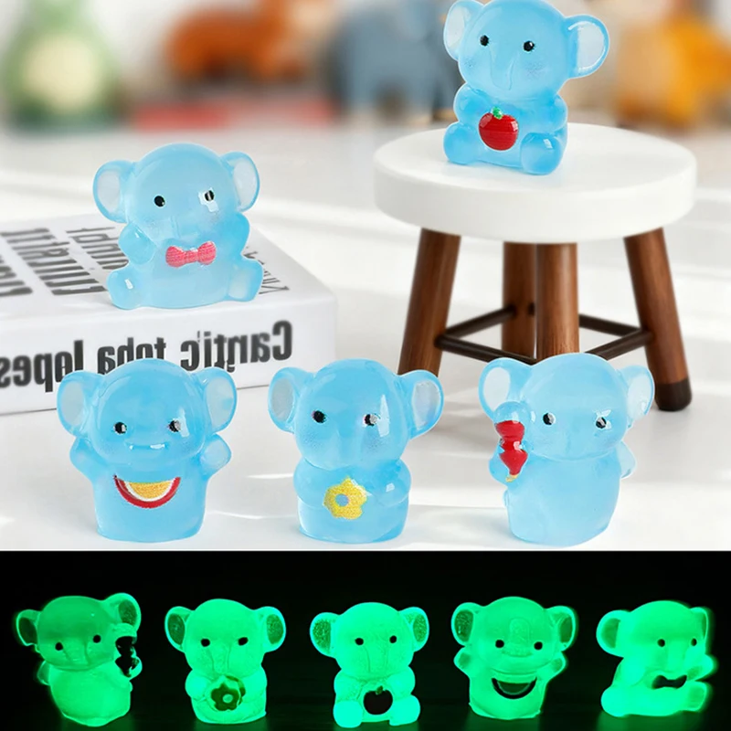 10 قطعة يتوهج في الظلام لطيف الطفل الفيل الراتنج سطح المكتب زينة الحلي Diy بها بنفسك اليدوية دبوس المفاتيح اكسسوارات اللعب