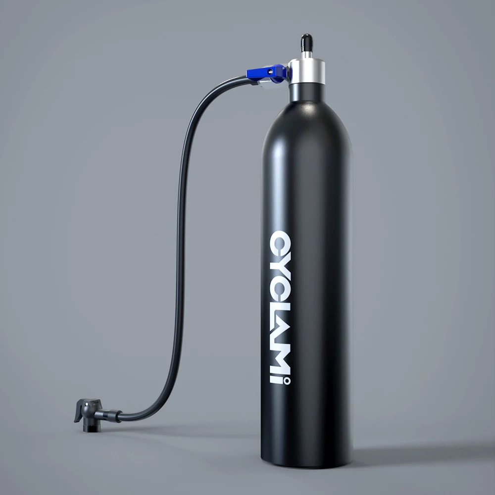 CYCLAMI Aluminum Alloy 1.3L MTB Road Inflator Tire Air bottle Tire Booster z zaworem Cylinder gazowy do roweru próżniowa opona bezdętkowa, Depozyt powietrza dla opon próżniowych
