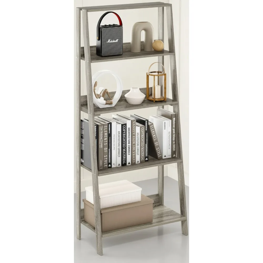 

5-Tier Ladder Bookcase Display Shelf French Oak Modern Minimalist Home Office Storage Furniture