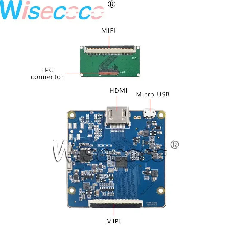 Imagem -04 - Wisecoco 3.4 800*800 Ips Tela Circular Tela Lcd Redonda 2s4p Wled Backlight com Placa de Driver Mipi para Instrumentos