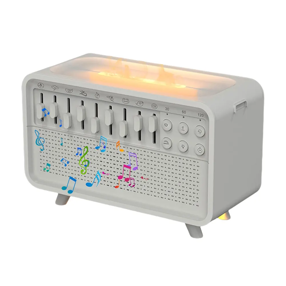 

White Noise Machine Flame Air Diffuser Humidifier with BT Speaker & Night Light Aroma Diffuser for Adults Sleeping Meditation