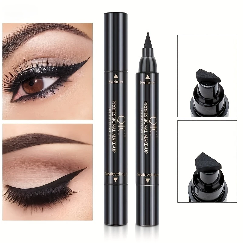 Waterproof and Smudge-Proof Double-Headed Seal Eyeliner Pen for Triangle Wing and Charming Tail Makes