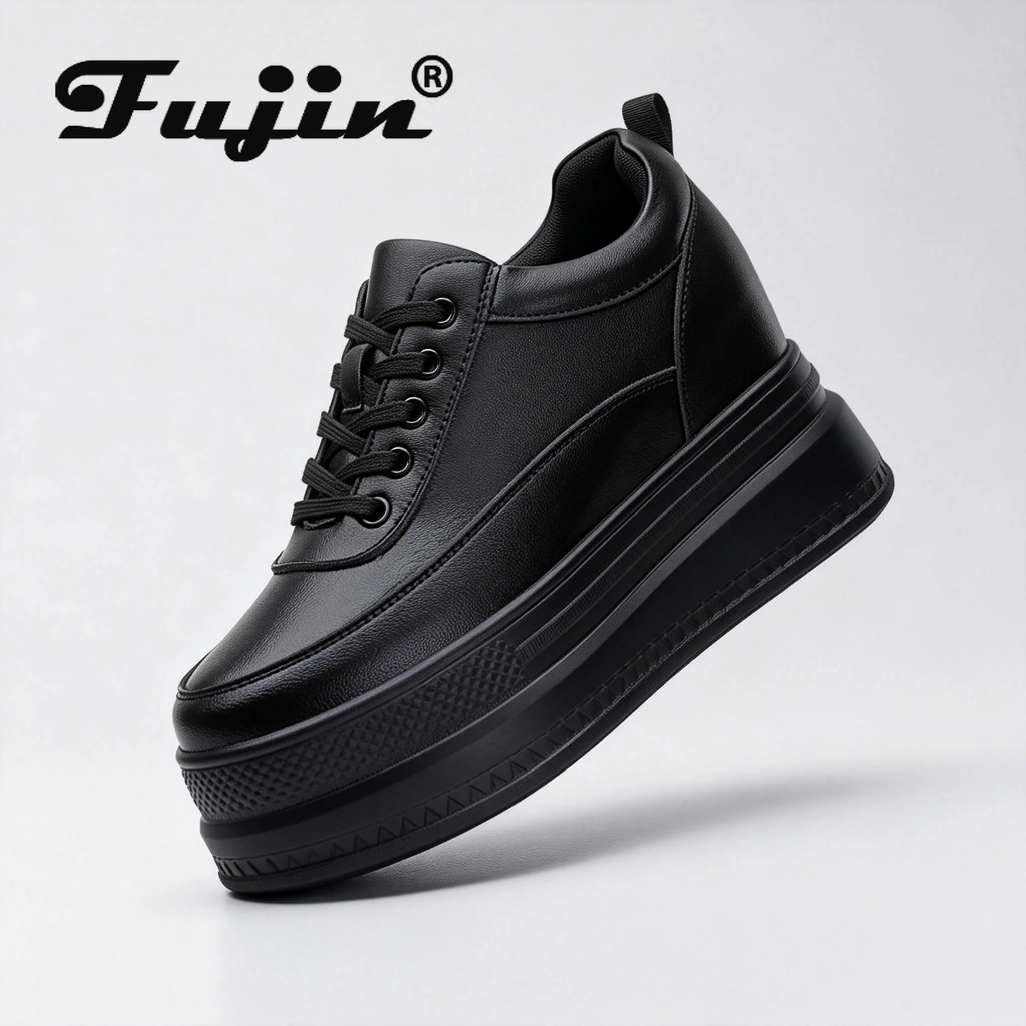 

Женские кроссовки на танкетке Fujin, белые кроссовки из микрофибры, на платформе 9 см, летний сезон