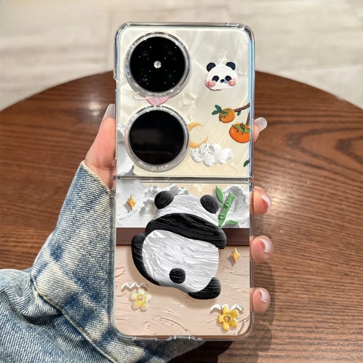 

Cut Cartoon Panda Phone Cover for Huawei P50 P60 Pocket2 Pocket S Case Hard Pc Full Body Protective Shell