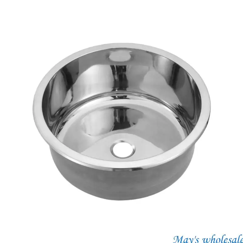 

Stainless Steels Round Sink Single Basin Dishwashing Pool Bathroom Hand Wash Basin Sink for Restaurants and Studios 448A