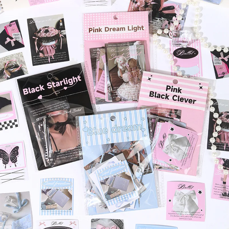 INS Fashion Girl Bow Stickers Ple, Décoratif, Journal, Album, Scrapbooking Accessoires, Junk Journal Fournitures, 50 Pcs