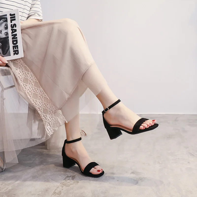 

2026 New Women's Sandals Buckle Strap High Heels Open Toe Fairy Style Rubber Outsole Yangjing Brand Fashionable All-Match Thi...