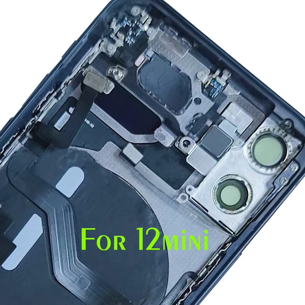 Rear Door Chassis Back Battery Cover Full Housing with Middle Frame Sim Tray With All Small Parts Flex For iPhone 12mini 12mn