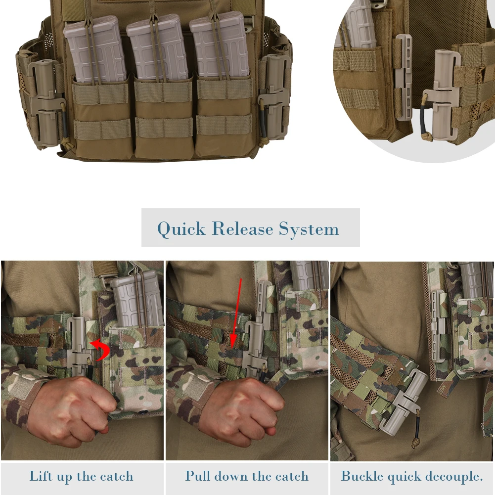 KRYDEX Quick Release Tactical Vest Cummerbund Adapter QD Buckle Set 3 Band Molle Compatible for JPC CPC AVS Plate Carrier Vest A