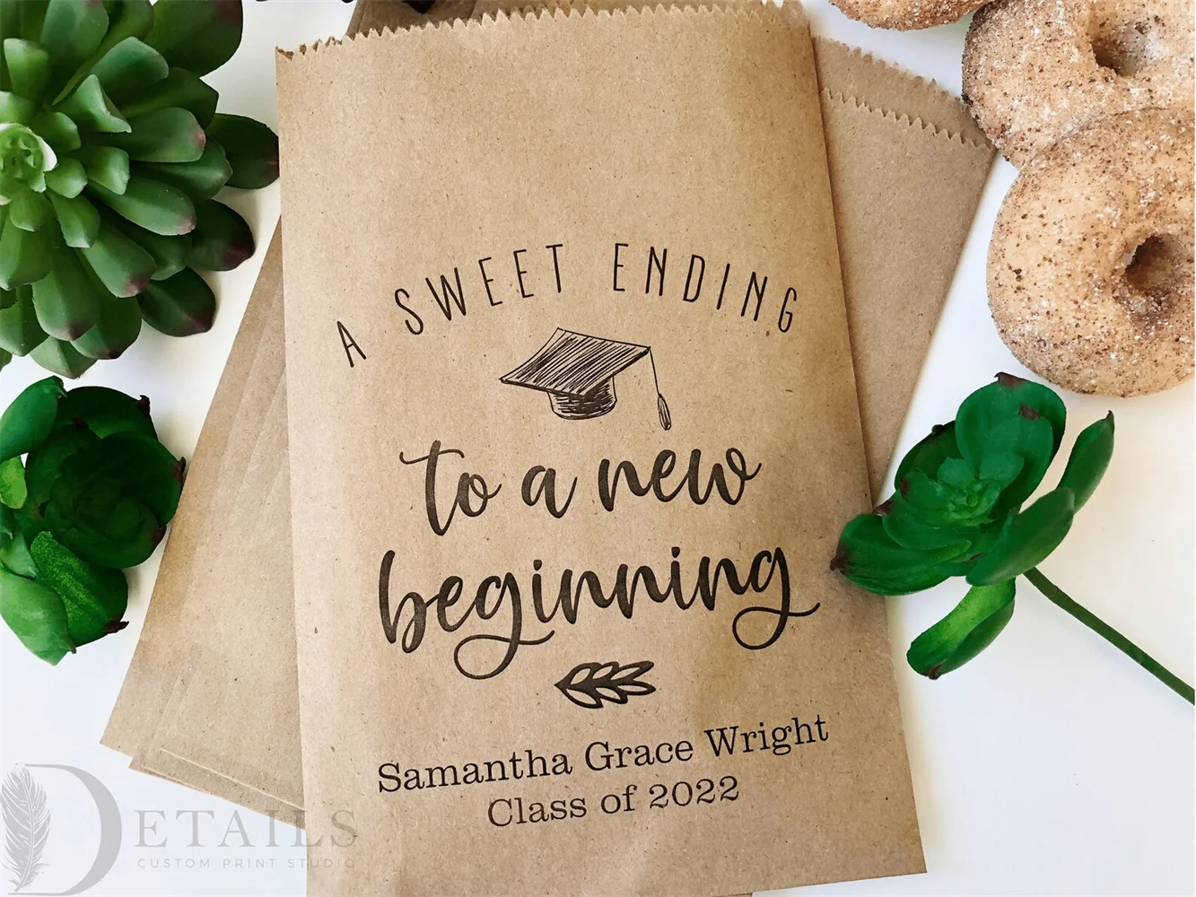 

50pcs Graduation Favor Bags, Personalized Graduation Party Favors, Cookie Buffet Bags, Donut Bags, Treat Bags, Goodie Bags, Grad