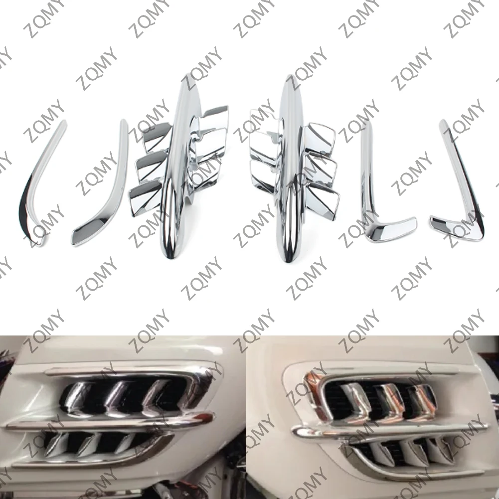 1Pair Gold Wing GL1800 Motorbike Fairing Premier Shark Gills Set Chrome ABS For Honda Goldwing GL 1800 2001-2011