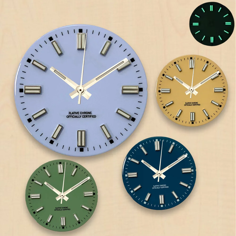 Glossy enamel finish Dial 28.5mm S Dial Fit NH35/NH36 Automatic Movement Green Luminous Dial Watch Modification Accessories