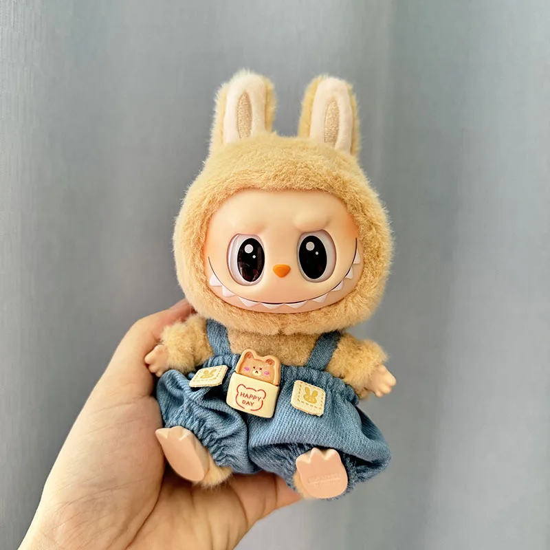 Labubu I II Idol Dolls 17cm Mini ropa de muñeca de peluche accesorios de atuendo para Corea Kpop Exo sentado monos de fiesta ropa regalo