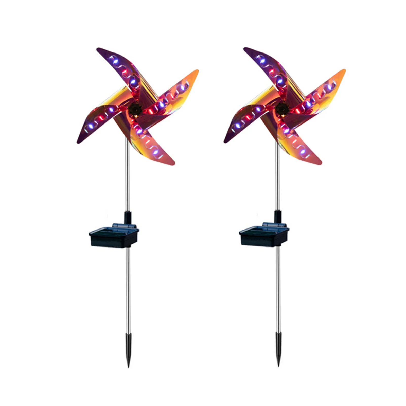 

2pcs Pinwheels 8 Modes Waterproof Solar Wind Spinner Fence Yard Decoration Pathway With LED Lights Garden Stake Fairy Outdoor