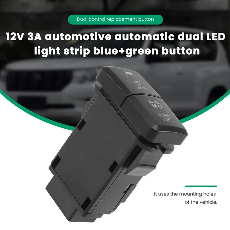 A45F-12V Auto Dual LED Lichtbalk Blauw/Groen Aan-uit Drukknop Voor Toyota Prado Reiz Hilux Landcruiser licht Knop