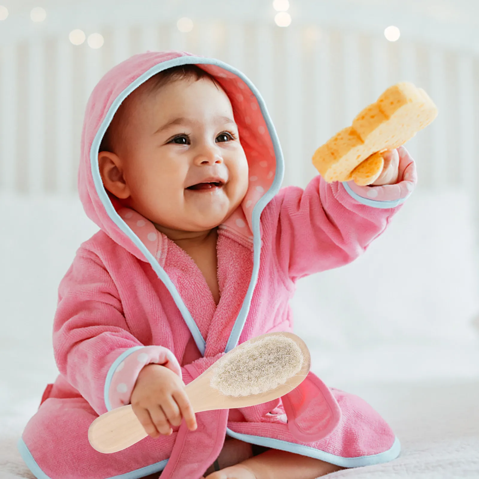 

Набор из 1 предмета: Деревянная расческа и щетка для волос для малышей, для массажа кожи головы, нежного отшелушивания, для купания, для новорожденных и малышей, для дома и путешествий