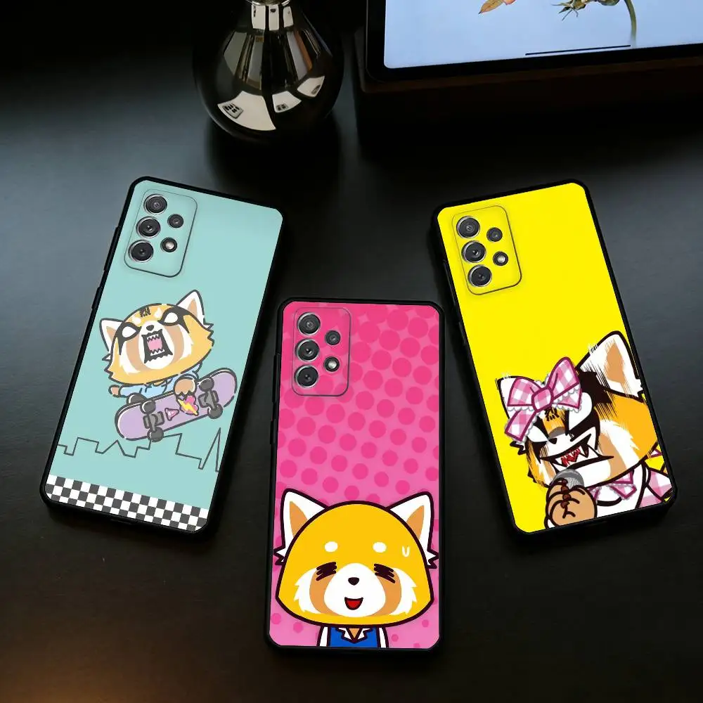 A-Aggretsuko-KO Phone Case For Samsung Galaxy A73,A72,A71,A70,A53,A52,A51,Soft Silicone Black Cover
