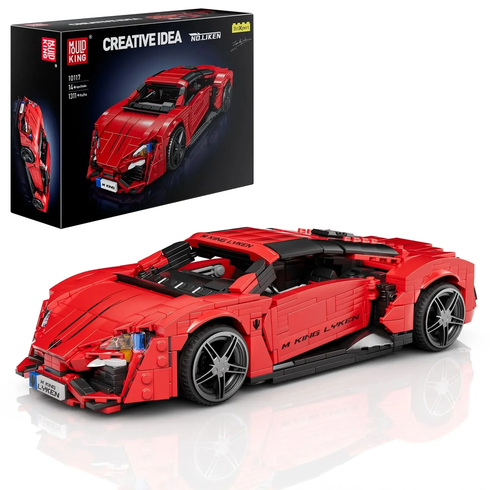 몰드 킹 10117 테크니컬 자동차 장난감 레드 라이칸 스포츠 레이싱카 블록 조립 자동차 브릭 세트 어린이 크리스마스 선물
