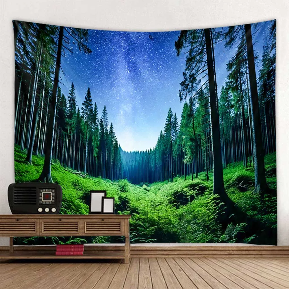 Large scale wall decorations with multiple styles, landscape fabrics, murals, beautiful forests, night sky backgrounds, posters,
