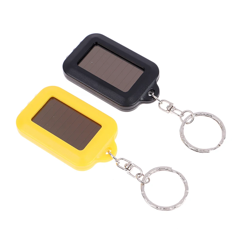 Solar Powered LED Flashlight Keychain Small Pocket Light Portable Flashlight With Keyring Outdoor Lighting Flashlights