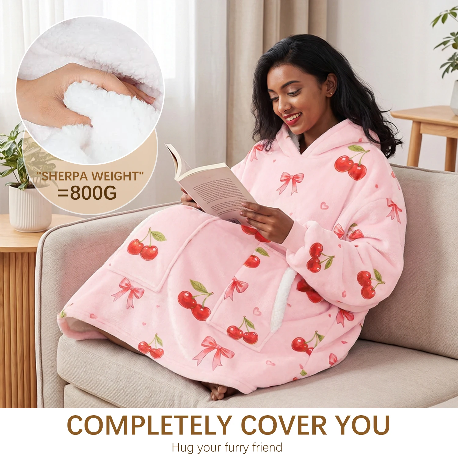 1 Pcs Oversized Wearable Blanket Hoodie, Super Soft, Large Pocketed Design Wearable Hoodie Blanket Pocket, Warm Cozy Sweatshirt For Women Men, Perfect For Lounging & Gifting, Ideal For  Christmas Valentine's Day Winter Relaxing & Daily Wear