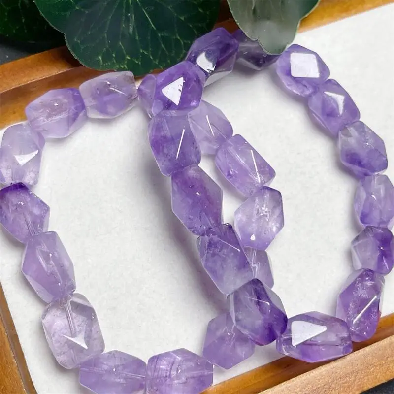 11X15MM Natural Lavender Amethyst Faceted Bead Bracelet Women Fashion Charm Crystal Healing Energy Gemstone Yoga Jewelry 1PCS