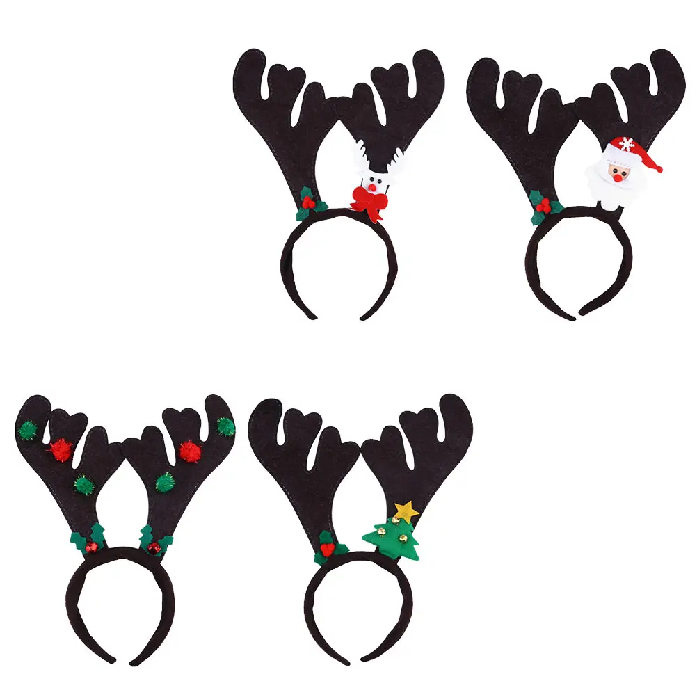 

4 pcs Antler Headbands Party Favor Christmas Hairhoop Party Hairhoop Durable Universal Size Easy Wear