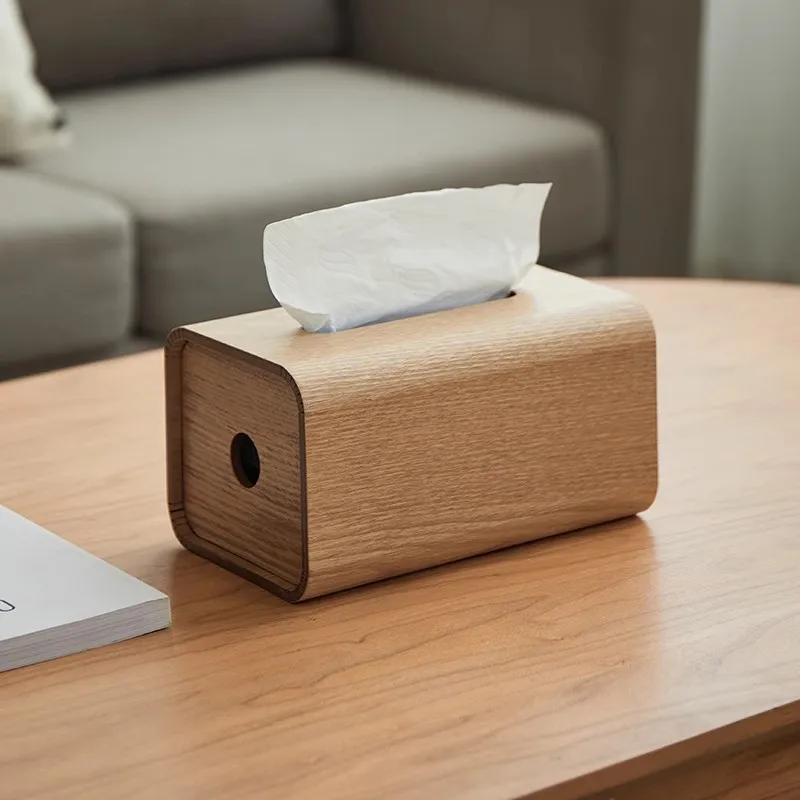 North Black Walnut Solid Wood Tissue Box Rectangular Draw Box Home Living Room Storage Multi-functional Modern Style