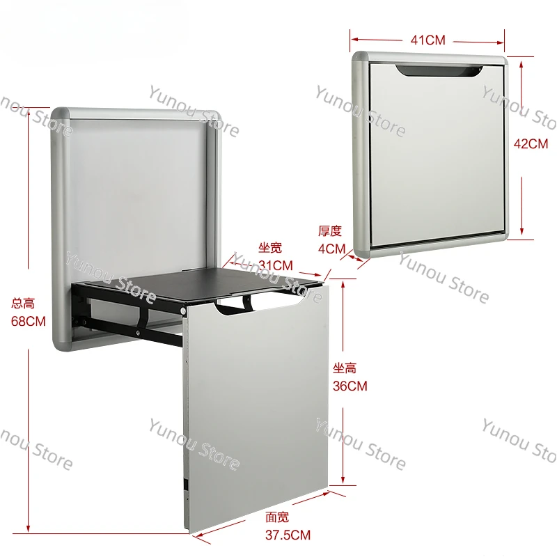 Ultra Thin Wall Mounted Convenient Aluminum Alloy Folding Shoe Changing Stool, Light Luxury Household Shoe Cabinet