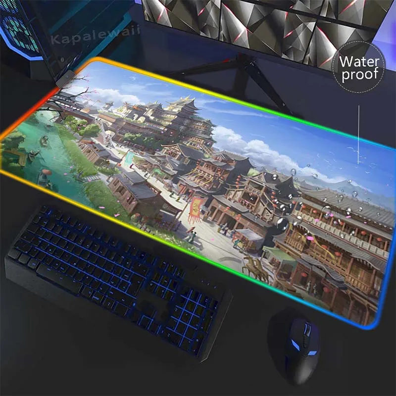 

RGB Chinese Style Mousepad Gaming Speed Keyboard Pads Waterproof Mouse Pad XXL Rubber Carpet Locked Edge Mouse Mat 900x400mm