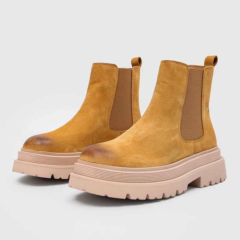 Chelsea Men  Women Thick Soled Chimney Boots Are Simple High-end Personalized Frosted Young  Fashionable High Top Boots