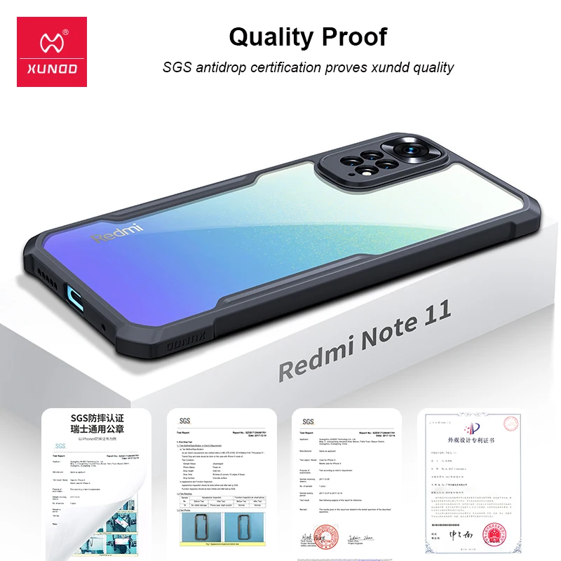 Custodia antiurto Xundd per Xiaomi, cover sottile trasparente per telefono, Redmi Note 11S, 5G, 2022