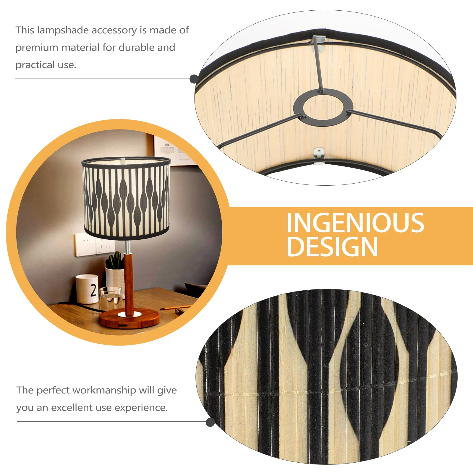 Exquisite Bamboo Lampshade Geometric Pattern Decorative Light Cover Room Lamp Replacement Accessory Bamboo Lampshade