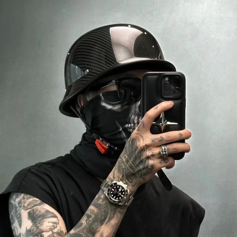 

Vintage Steel Helmet Vintage Motorcycle Half Helmet Summer Half Clad Helmet Men