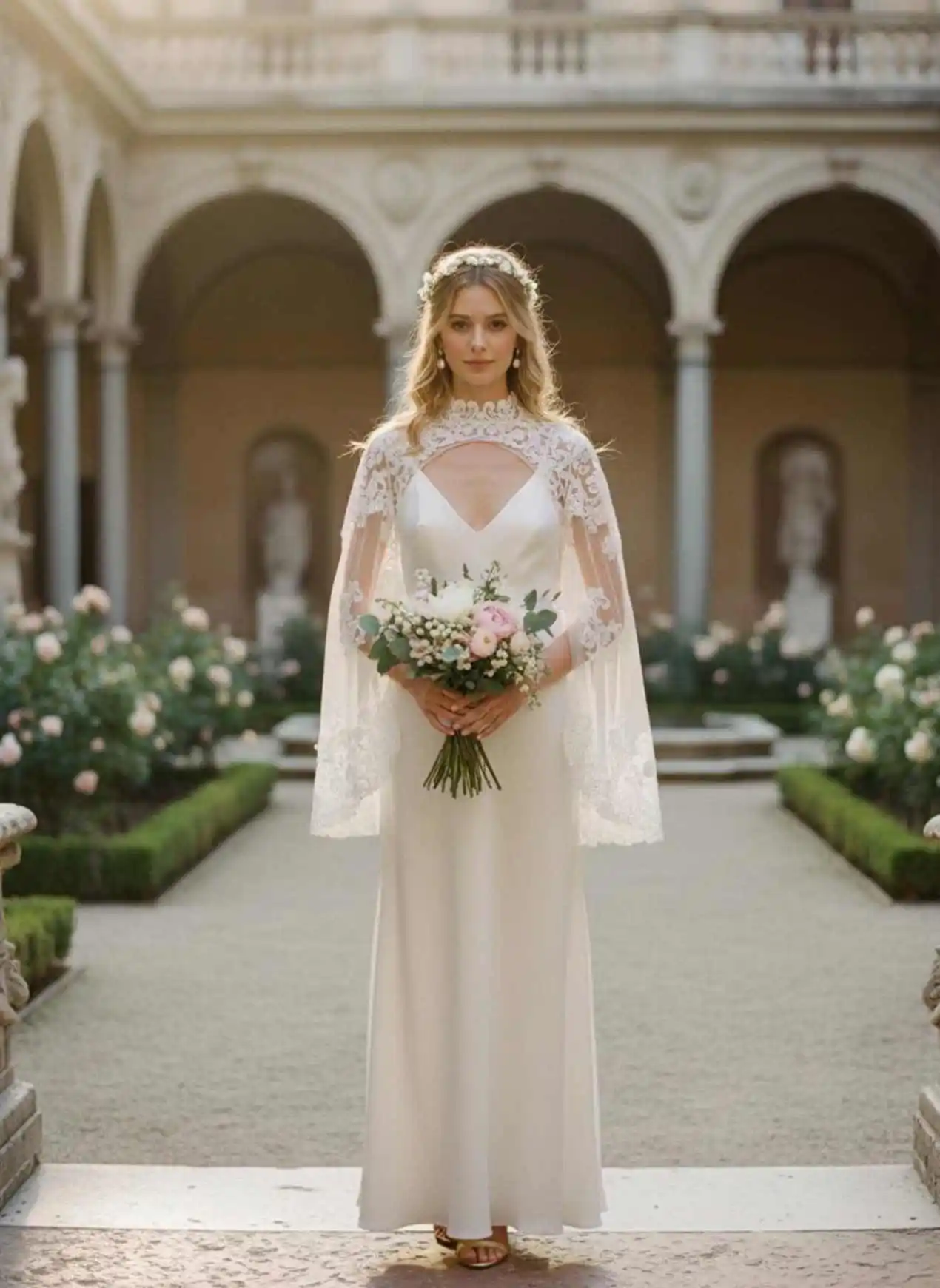 Romantic Bridal Capelet Jacket Lace High Neck Long Sleeve Bridal Accessory for Bridal Outfit Layering Formal Weddings Customized