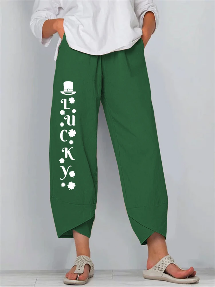 New Women's Cropped Pants 3D Minimalist Print Relaxed Fit Breathable Straight Leg Pants Stylish Outdoor Streetwear Trousers