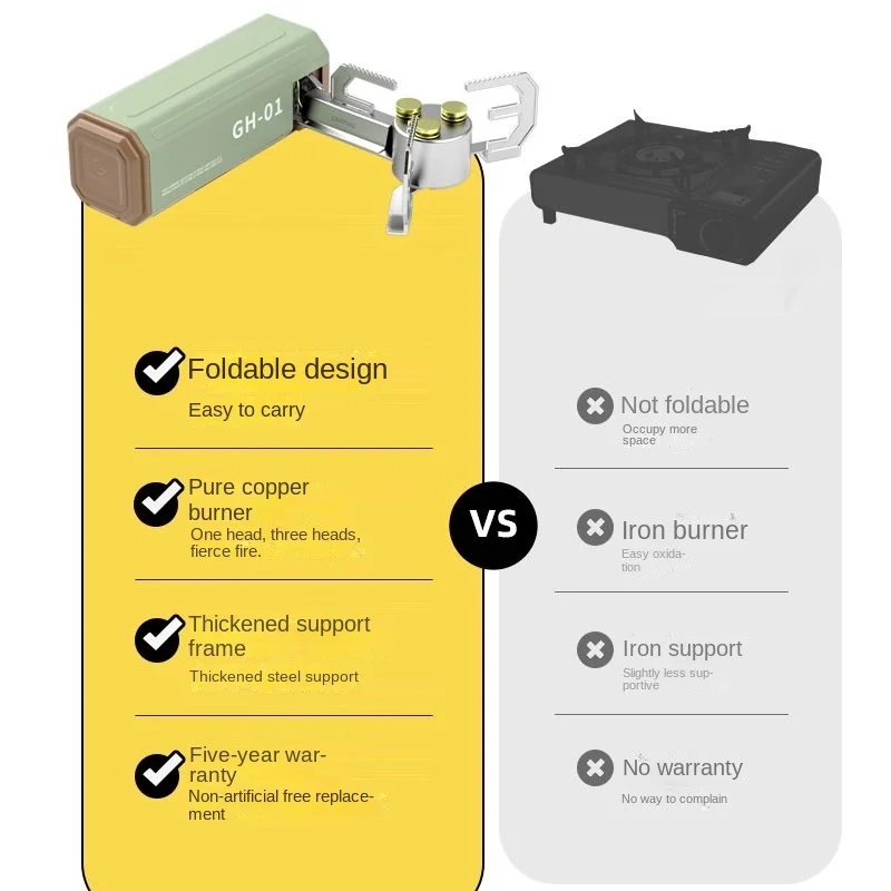 Folding cassette stove Gas stove Boil water and make tea Portable outdoor stove Camping Wild camping Hot pot burner