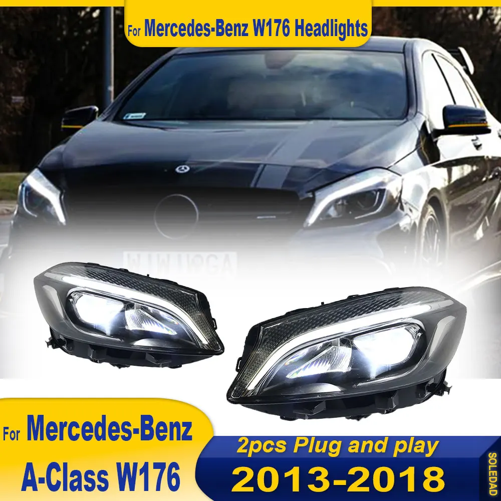 Car Headlight For Mercedes-Benz A-Class W176 2013 2014 2015 2016 2017 2018 LED Lamps Daytime Running Lights Dynamic Turn Signals