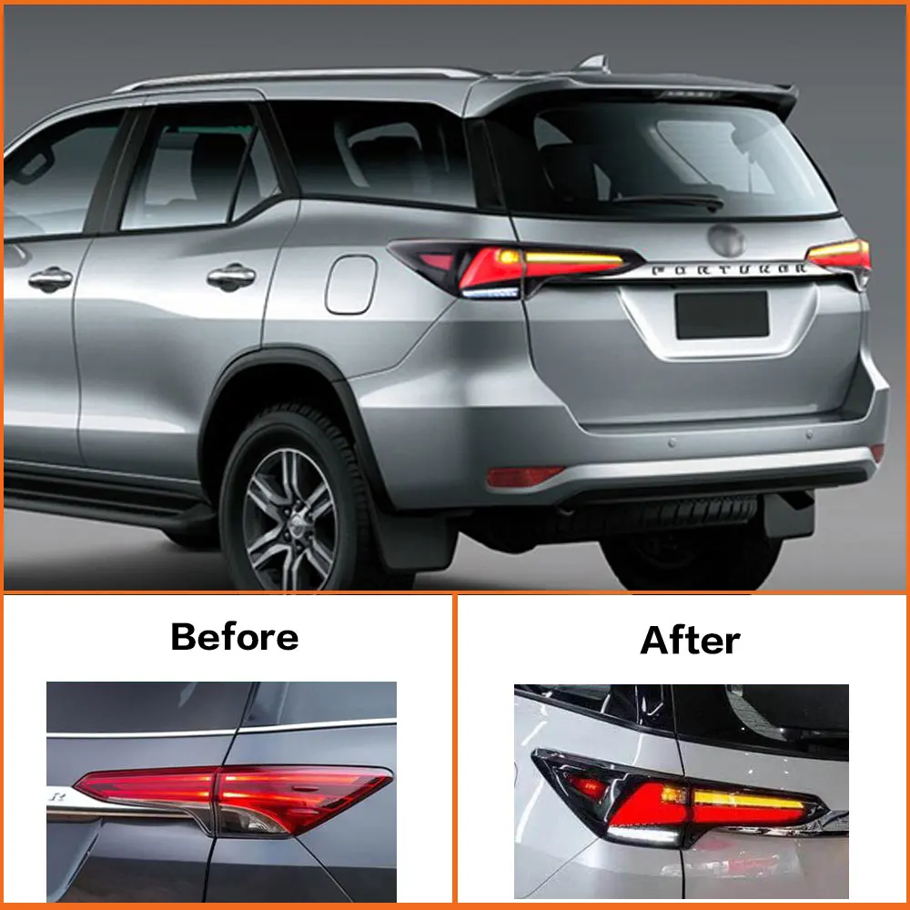 

AKD Car Styling Taillights for Toyota Fortuner Taillights 2016-2021 LED Tail Light DRL Tail Lamp Turn Signal Rear Reverse Brake