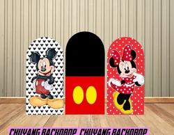 Disney Custom Cartoon Mickey Mouse Arched Cover Backdrop for Kids Birthday Party Decoration Red Dots Minnie Mouse Background