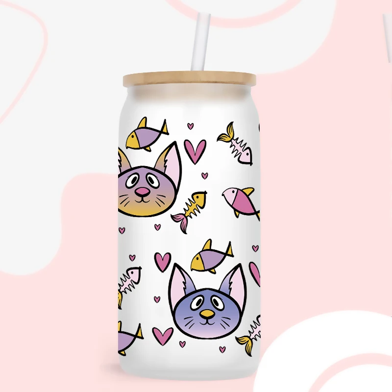 3D UV DTF Animal Dog Cat Printed Transfers Stickers 16oz Cup Wraps For DIY Glass Ceramic Metal Leather Etc. D26883
