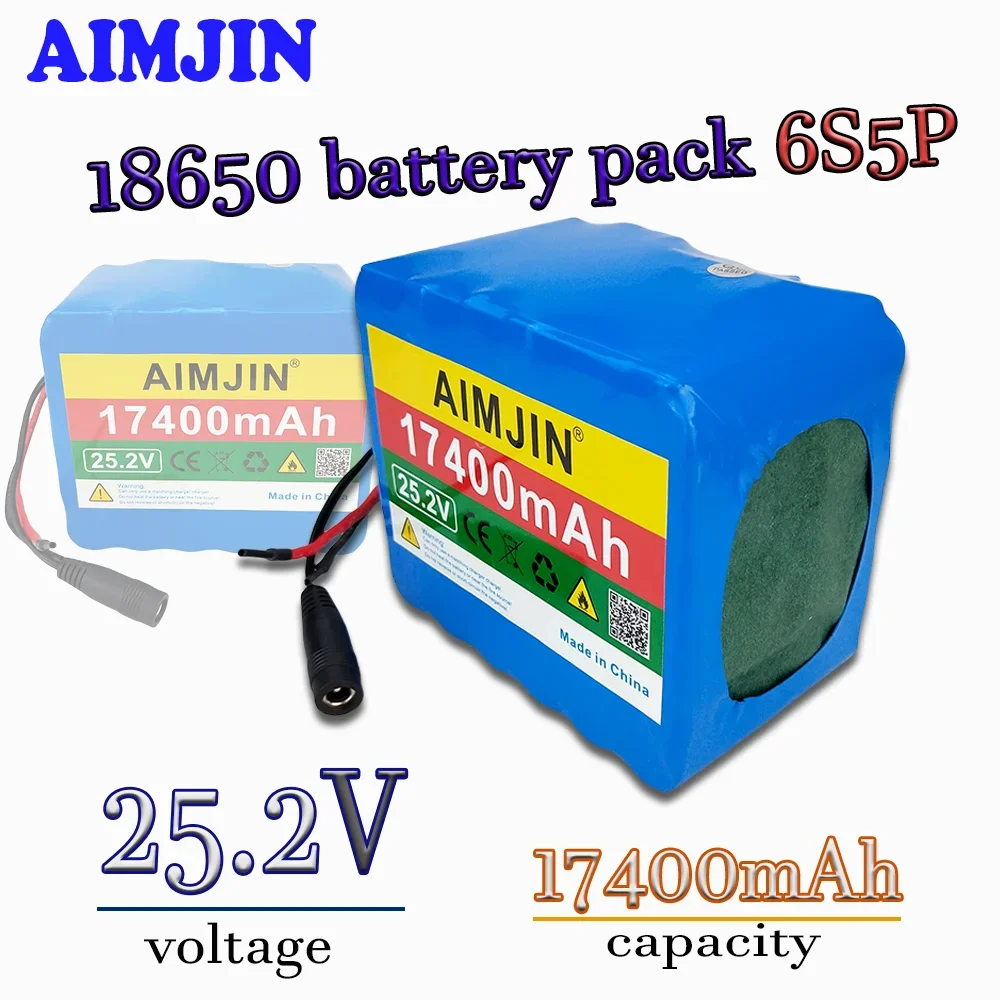 

25.2V 17400mAh lithium battery with built-in BMS protection, 18650 rechargeable battery pack 6S5P