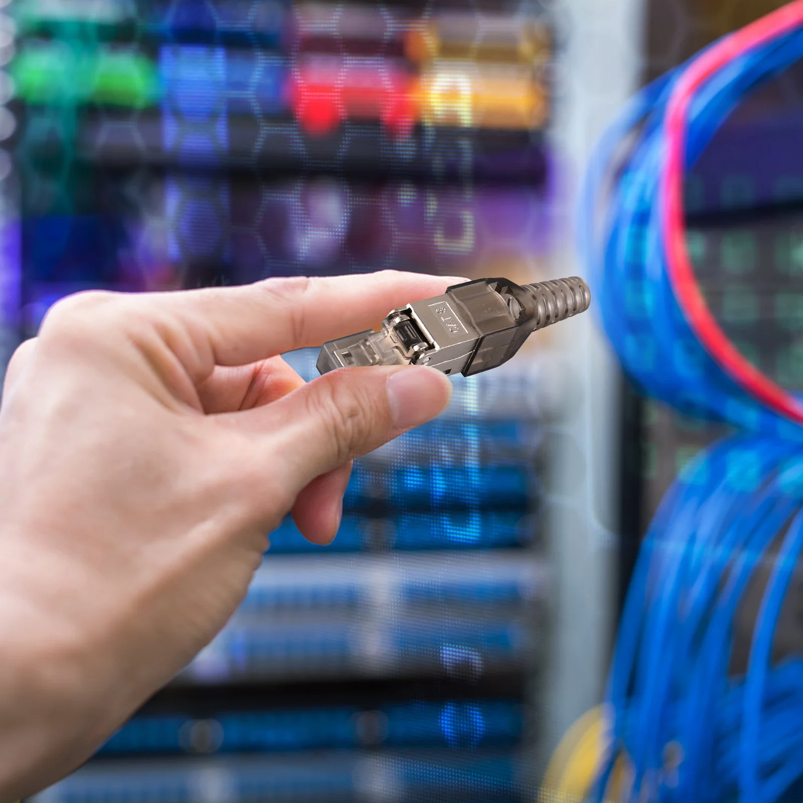 

Pass Through Modular Plug Cat 8 Connector Shielded Rj45 Crimp Jack For Ethernet Cable Tool Free Gold Plated Network